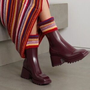 Chloe Betty Rain Boots in Burgundy size 40